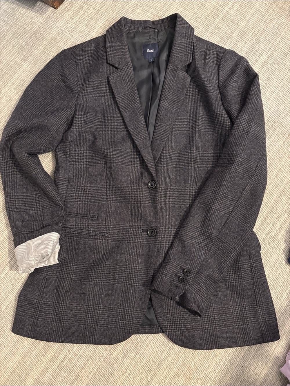 GAP Women’s Charcoal Plaid Two-Button Blazer